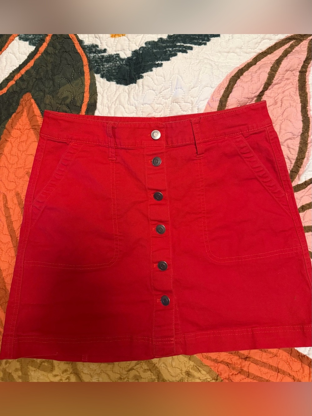 J. Crew Factory Red Button-Front Mini Skirt